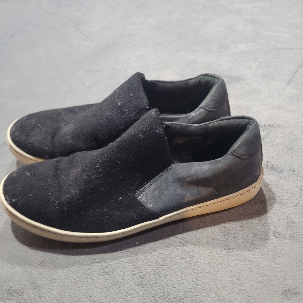 Born Slip On Sneakers Womens‎ 9.5 Black Leather Fabric Casual Comfort Shoes